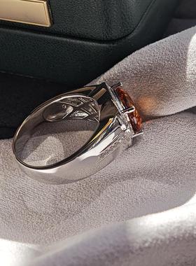 小众925银黄水晶男戒指