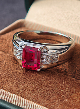 925纯银镀金红宝石戒指