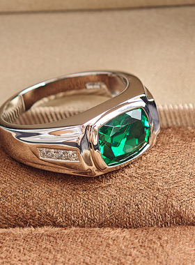 925纯银镀金绿宝石戒指