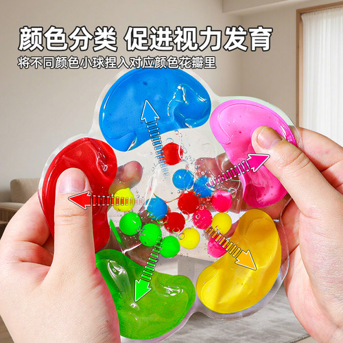 儿童感官启蒙水袋捏捏乐数数颜色分类走迷宫解压幼儿益智圣诞玩具 - 图2