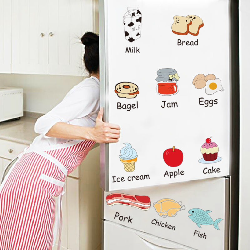 厨房冰箱大贴画英语英文单词食物蔬菜水果专用防水遮丑装饰墙贴纸-图3