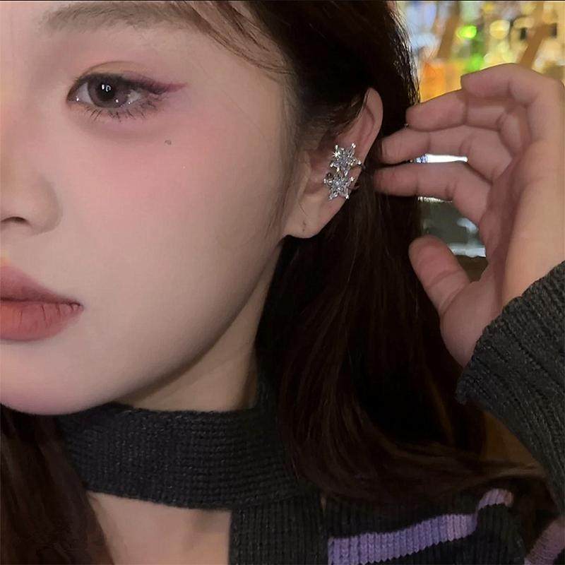 铜镀真金仿水晶五芒星耳骨夹可调节轻奢日常通勤甜酷风精致耳饰女,淘宝优惠券,粉丝福利购,淘宝优惠卷