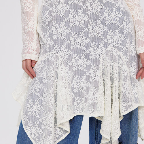 2026 SS 纯欲风米白蕾丝连衣裙显瘦百搭透视设计感小众叠穿长裙 - 图3