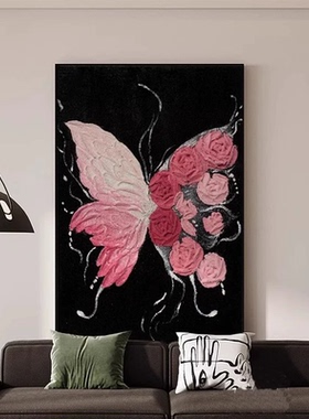 现代简约大气装饰画沙发背景墙挂画黑白蝴蝶落地玄关客厅卧室壁画