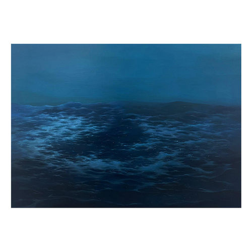 意式蓝调海洋肌理纯手绘油画现代客厅高档装饰画玄关走廊风景挂画 - 图3