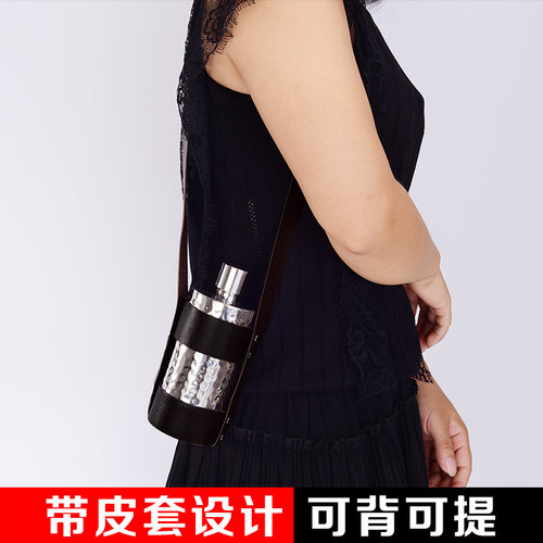 304不锈钢酒壶 加厚款1斤2斤装 圆柱水壶 俄罗斯便携圆形白酒瓶 - 图1