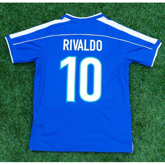 1998 Retro Brazil Rivaldo Ronaldo Vintage Soccer Jersey - 图0