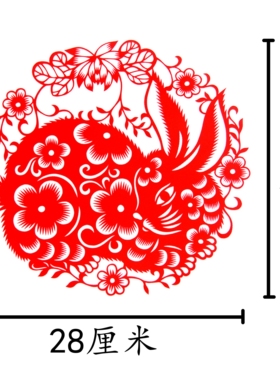 青岛古雅剪纸红色胶州剪纸纯手工新年装饰生肖兔年窗花非遗文化