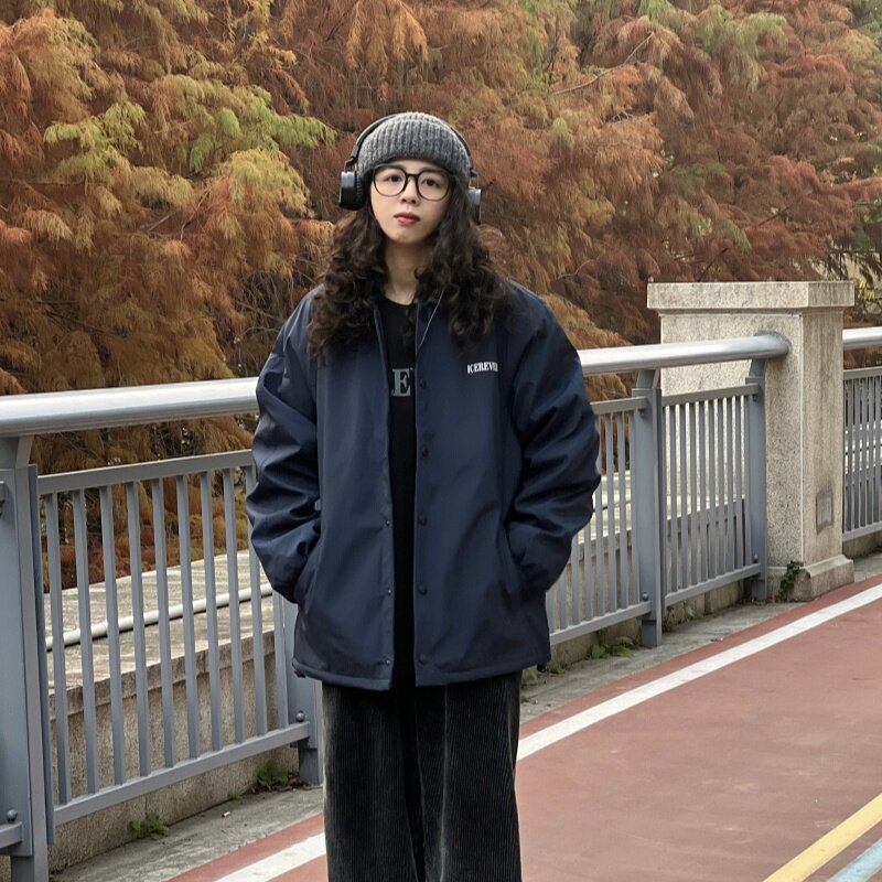 ICEREVERIE春秋季翻领防水百搭外套情侣男女休闲宽松基础教练夹克