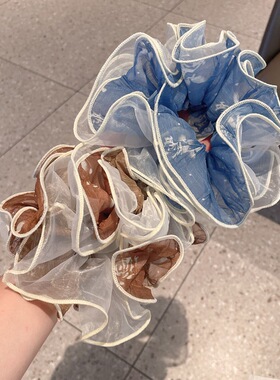 梦幻紫晕染欧根纱木耳边大肠发圈
