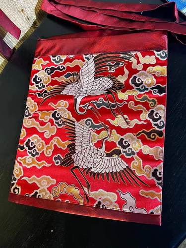 惜物国风 汉服配饰文创单肩斜挎背包中国风绣花织锦仙鹤补子包 - 图3