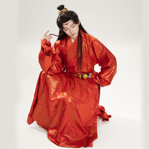 惜物国风 明制汉服明初织金菱形格子纹交领打褶长衫直裰日常百搭 - 图2