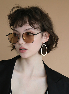 韩版小众复古多边形太阳镜偏光女