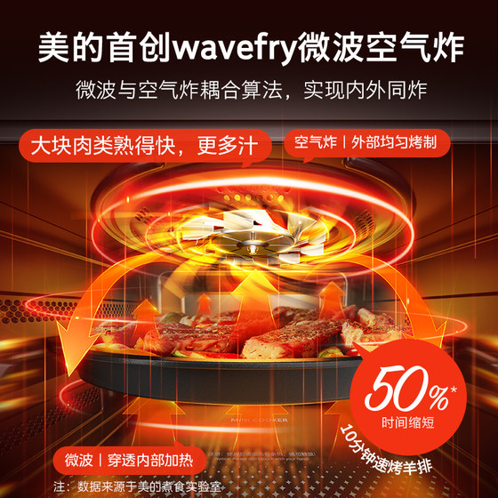 美的小滋味微波炉空气炸锅烤箱家用小型微烤炸一体机变频平板F15