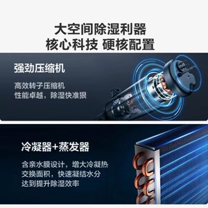 美的工业除湿机大功率客厅别墅地下室仓库车间泵压上排水70DL1