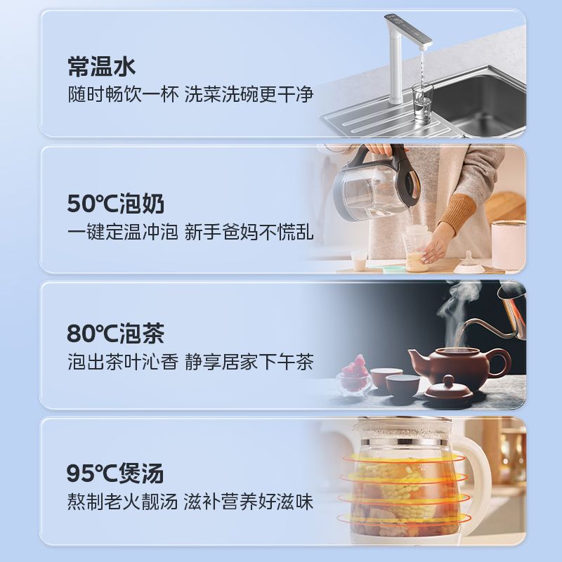 美的白月光净水器即热即饮一体家用直饮陶氏膜反渗透厨下式云朵-图2