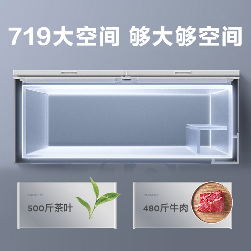 美的719升大容量冰柜家用商用卧式冷柜保鲜全冷冻冷藏柜大冰箱 - 图0