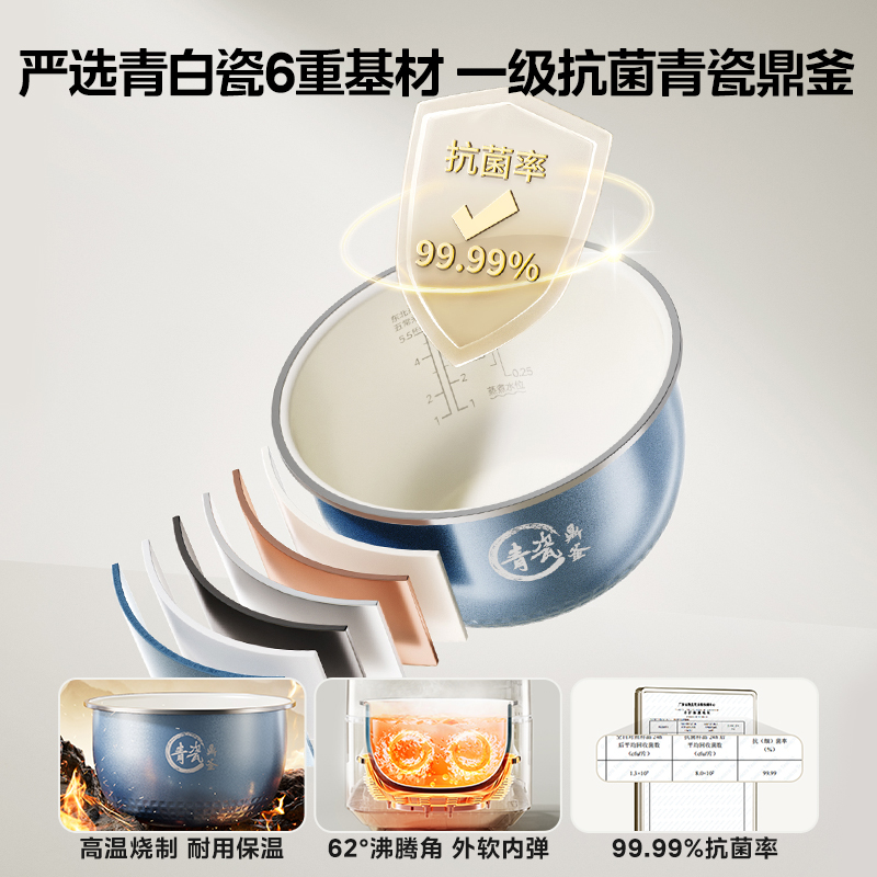 美的ih电饭煲家用4升大容量3到4到5人智能预约青瓷内胆煮饭电饭锅 - 图0