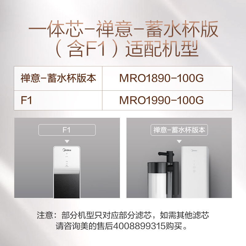 [美的净水器原装滤芯]禅意MRO1890-100G 台面式 厨下式一体芯 - 图0