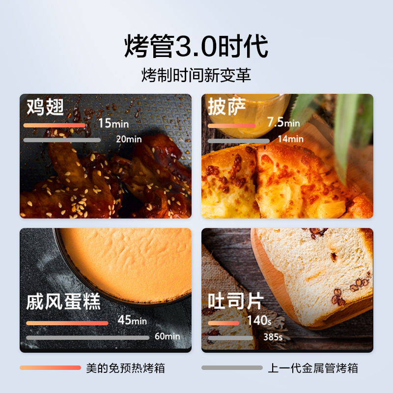 美的家用全自动小型电烤箱风炉预热 美的电烤箱