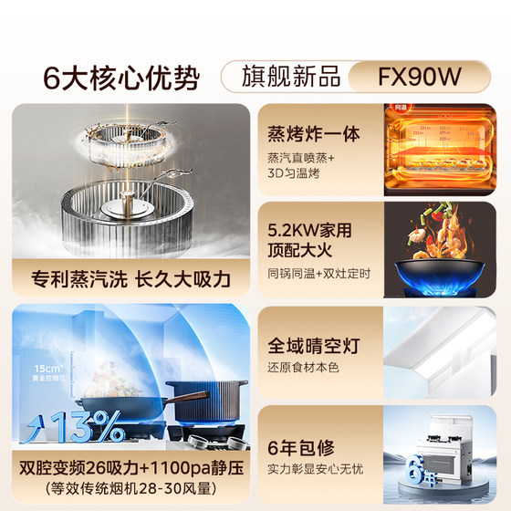 Midea Clear Sky Series Steaming, Grilling and Frying Integrated Stove FX90W