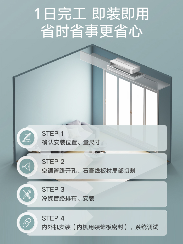 【精装房套餐】美的家用嵌入式中央空调风管机大3匹精装房专用