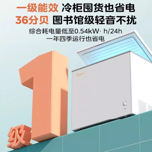 美的203升小冰柜家用小型冷柜全冷冻冷藏两用节能商用单温冰箱