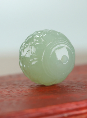 新疆和田玉莲花散珠文玩手链配珠单珠玉石手串佛珠配饰圆珠女diy