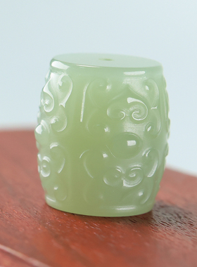 天然和田玉青白玉仿古桶珠玉石单珠文玩散珠手串配饰珠diy青玉珠