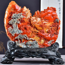 Shoushan Stone Engraving Pendulum Pieces Chicken Blood Raw Stone Living Room Handmade Jade Seal Fields Yellowstone Natural Strokes seal Engraving Chic Stone