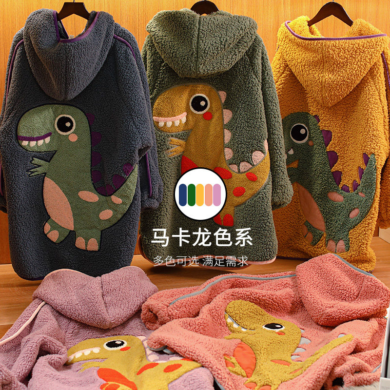 秋冬珊瑚绒加绒韩版可爱小恐龙睡衣 熙泽陌睡衣/家居服套装