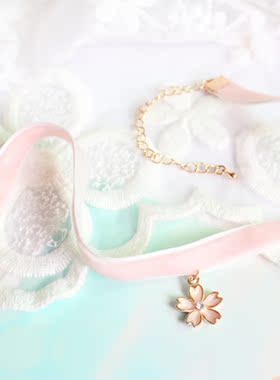 七彩纯手工樱花项链颈链甜美短项链