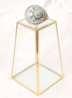 金边玻璃盒首饰箱防尘盒子珠宝箱