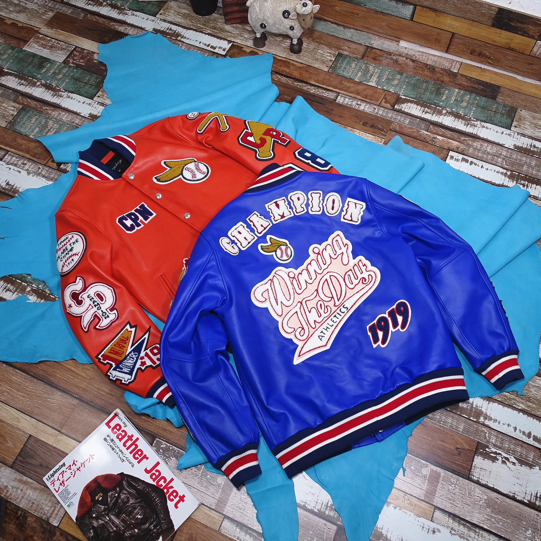 仅88件【新春福利】刺绣徽章多标棒球服头层牛皮真皮衣男女 - 图2