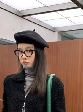 秋冬保暖爆款羊毛呢显脸小画家帽