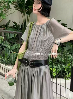 MONA张绮贤同款时尚简约复古腰带可调节宽版双扣腰封皮带女
