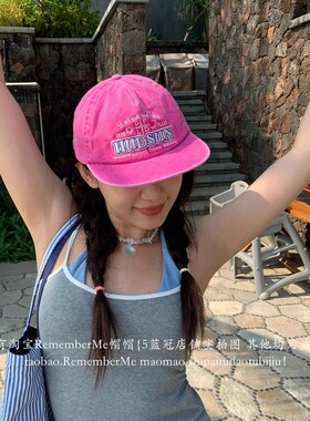 ins博主同款做旧水洗棉平檐帽潮