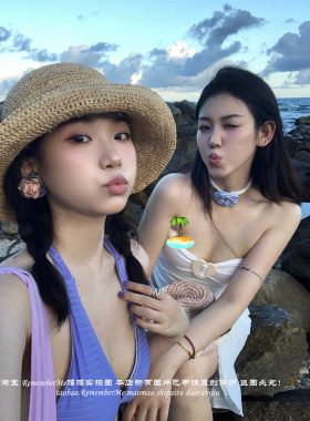 拉菲草草帽海边沙滩凹造型渔夫帽
