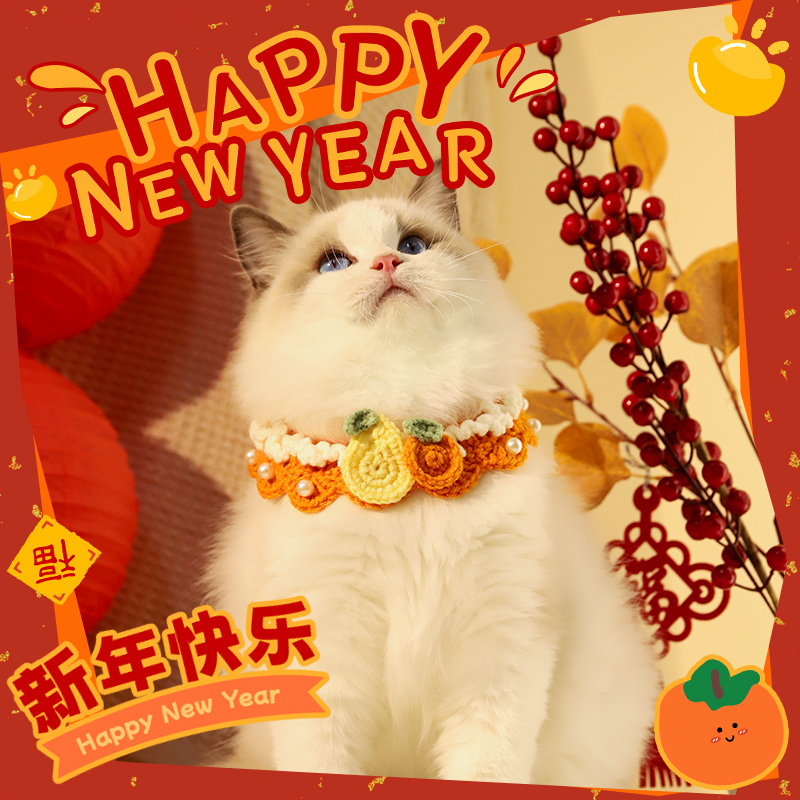 猫咪项圈新年猫猫围脖狗狗饰品猫脖子可爱礼物装扮小配饰宠物项链