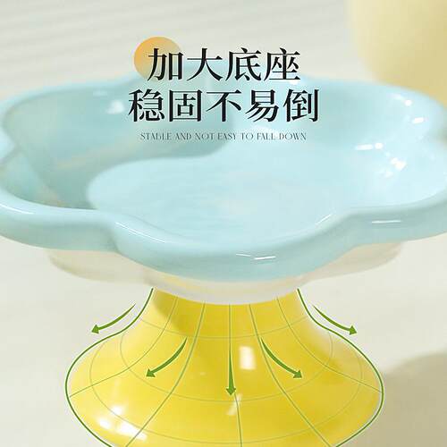 猫碗陶瓷高脚碗猫粮碗零食碗大口径高颜值防打翻食盆狗碗宠物用品 - 图2