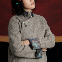 Limited edition Original design Italy Imports Baby Two-sided Mahai Mao Tibetan Wind New Chinese velvet jacket