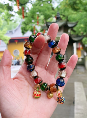 代上天竺香灰琉璃吞金兽手串