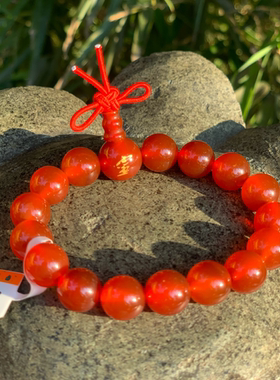 代灵隐流通处红玛瑙手串黑玛瑙红绳手链8mm单圈礼物男女天然佛珠