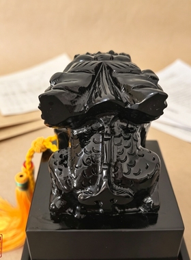天然黑曜石麒麟印章祥龙黑墨玉招财玉玺手工雕刻玉石官印定制印章