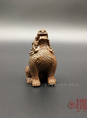 极速仿古实心铜龙九子望天吼摆件 迷你老铜铜微雕小铜器铜 茶宠
