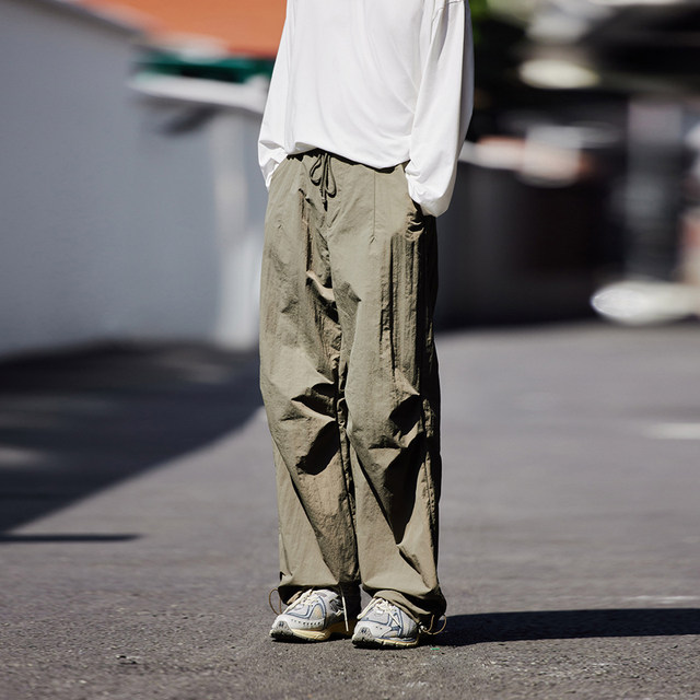 Wrinkled Textured Drawstring PSOBrand Trousers