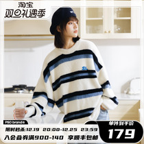 PSO Brand cute puppy bump color striped imitation horse sea fur sweater male autumn winter lovers knit undershirt