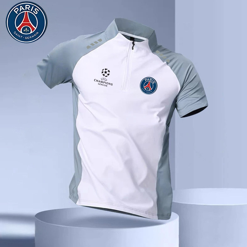 2025巴黎曼联巴萨国家队运动拉链短袖男立领透气速干吸汗T恤,淘宝优惠券,粉丝福利购,淘宝优惠卷