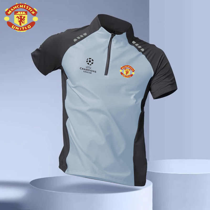 2025巴黎曼联巴萨国家队运动拉链短袖男立领透气速干吸汗T恤,淘宝优惠券,粉丝福利购,淘宝优惠卷