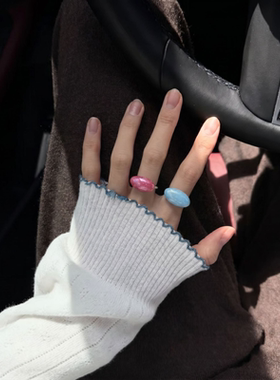 今饰有约椭圆面包滴釉戒指女